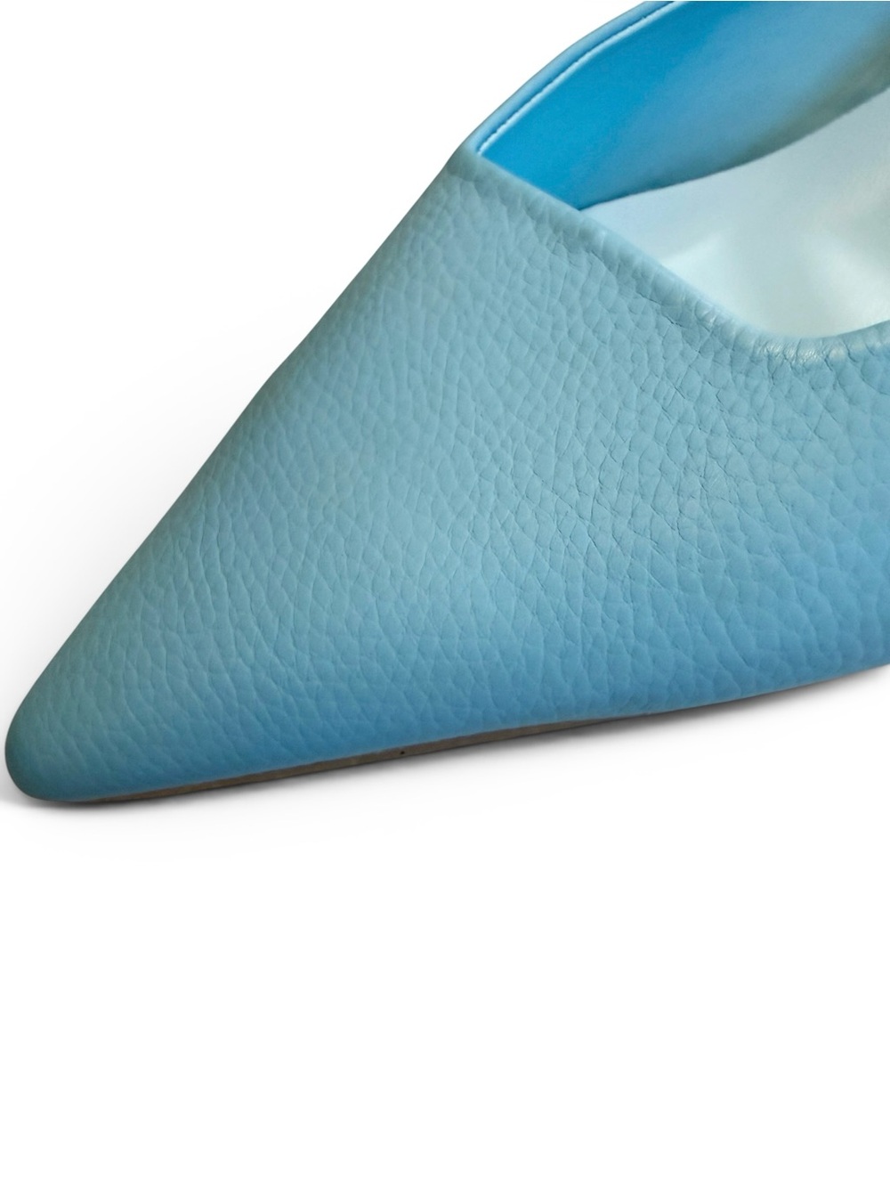 NWT Sky Blue Textured Faux Leather Patent Leather Kitten Heel Slingback Pump 10 - Picture 2 of 8